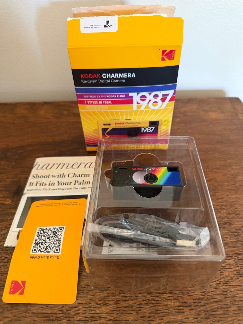New Kodak Charmera Keychain Digital Camera — Black with Rainbow Accent